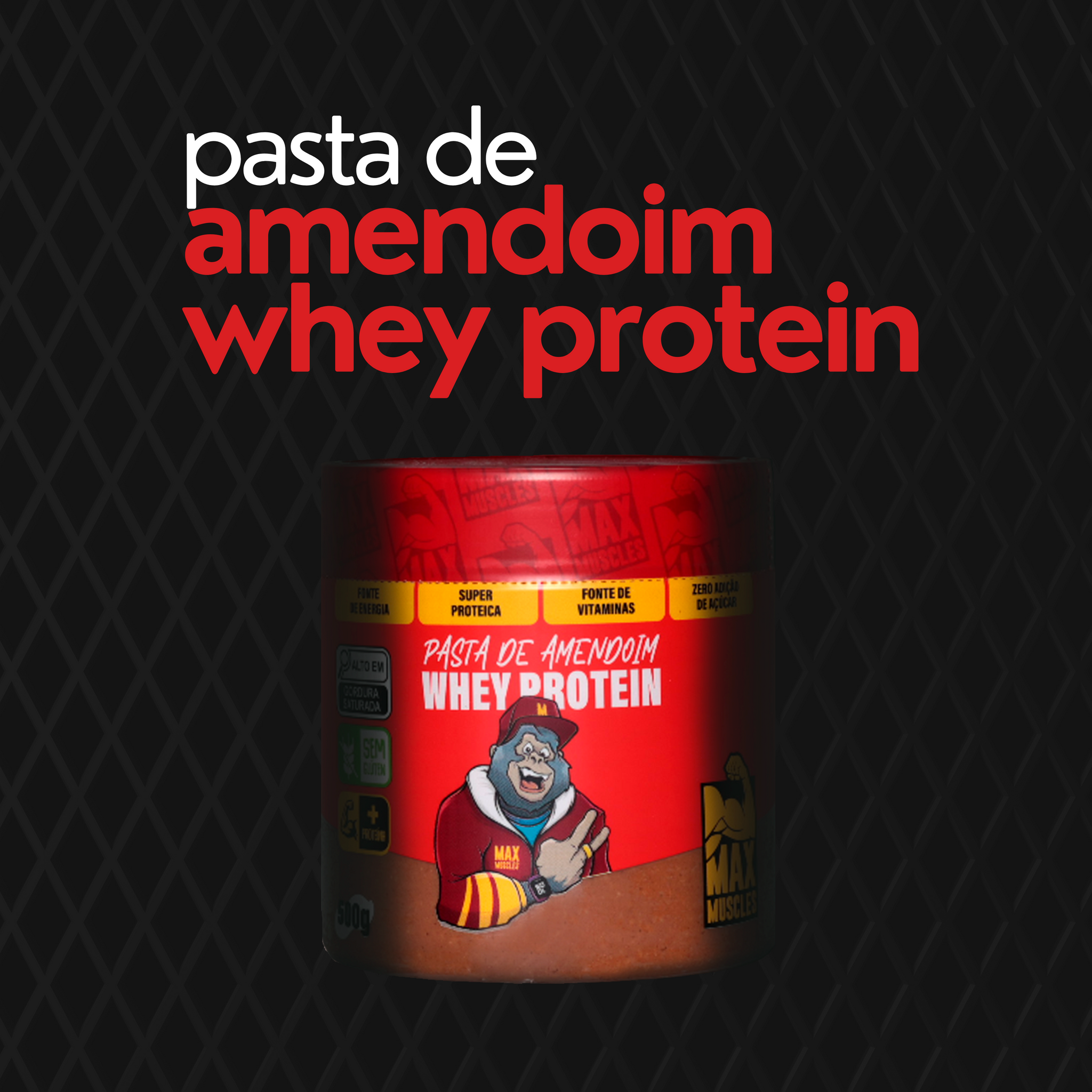 PASTA DE AMENDOIM WHEY PROTEIN 500G